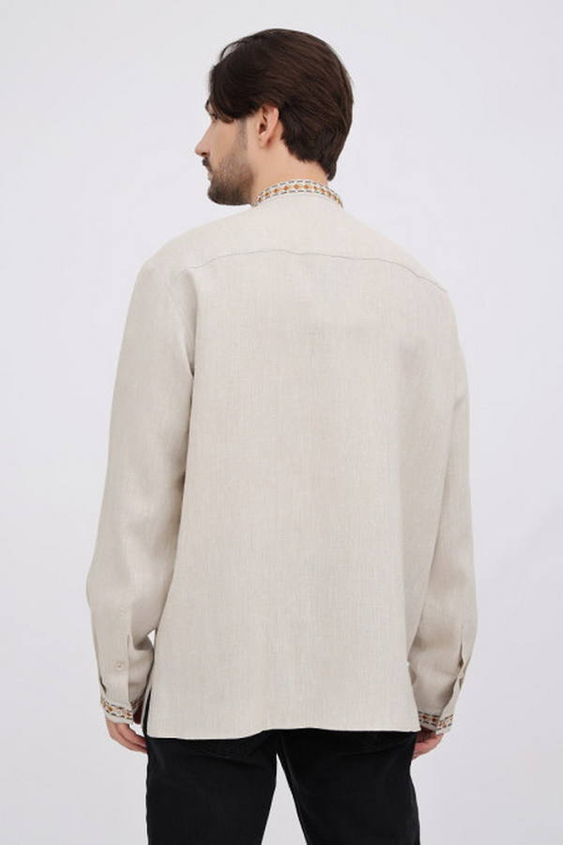 Men's linen embroidered shirt Danylo beige